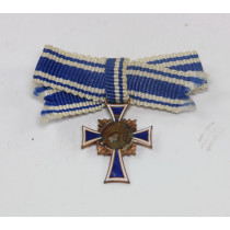 16 MM Miniatur Mutterkreuz in Bronze, an Schleife, Hst. L/11 (Wilhelm Deumer, Lüdenscheid)