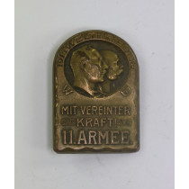 Österreich (K.u.K.), Kappenabzeichen Weltkrieg 1914 1915 Mit vereinter Kraft 11. Armee