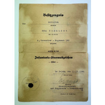 Besitzzeignis Infanterie-Sturmabzeichen in Silber