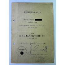 Besitzzeugnis Demjansk-Schild, Grenadier Regiment 418