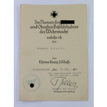 Urkunde Eisernes Kreuz 2. Klasse 1939, Mai 1940, Niederlande