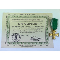 Ehrenkreuz des Ehrenbundes Sächsischen Weltkriegsteilnehmer ´+ Urkunde