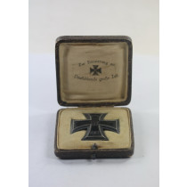 Eisernes Kreuz 1. Klasse 1914, Silber 800, Im Kroko Etui Zur Erinnerung an Deutschlands große Zeit