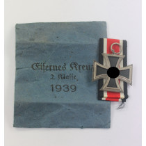 Eisernes Kreuz 2. Klasse 1939, Hst. 100, in Verleihungstüte Mittweidaer Metallwarenfabrik Rudolf Wächtler & lange Mittweida