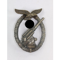 Flak Kampfabzeichen der Luftwaffe, Hst. Brehmer Markneukirchen, Neusilber (!)