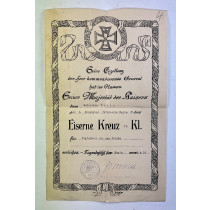 Große Schmuckurkunde Eisernes Kreuz 2. Klasse 1914