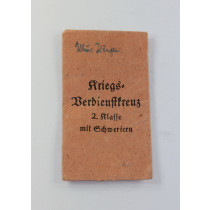 Verleihungstüte Kriegsverdienstkreuz 2. Klasse mit Schwertern, Otto Zappe