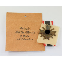 Kriegsverdienstkreuz 2. Klasse mit Schwertern, in Verleihungstüte Carl Polath Schrobenhausen