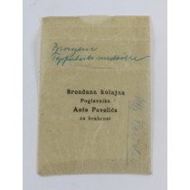 Kroatien, Verleihungstüte Ante Pavelic Tapferkeitsmedaille 1941 in Bronze - Broncana kolajna Poglavnika Ante Pavelica za hrabrosti