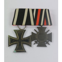 Ordenschnalle 2X - Eisernes Kreuz 2. Klasse 1914, Ehrenkreuz für Frontkämpfer