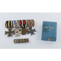 Ordenschnalle 4X + Feldspnage + Etui Bayern, Militär Verdiesntkreuz 2. Klasse