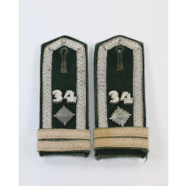 Wehrmacht Heer, Paar Schulterklappen Fahnenjunker-Feldwebel, Infanterie-Regt. Nr. 34
