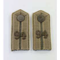  Preußen, 1. Weltkrieg, Paar Schulterklappen feldgrau Offziersstellvertreter im Infanterie Regiment Nr. 94 - Großherzog von Sachsen