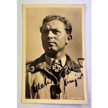 Signierte Portrait Karte Schwerterträger Oberst Walter Oesau