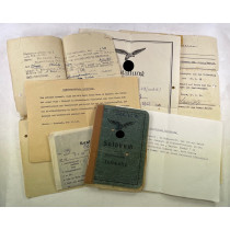 Soldbuch + Papiere Spanienkreuz in Silber mit Schwertern, Hugo Schulz