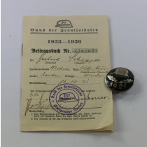 Stahlhelmbund, Eintrittsabzeichen 1921, Silber (935) + Beitragsbuch