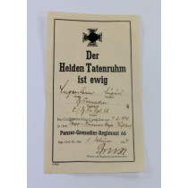 Sterbekarte, Der Helden Tatenruhm ist ewig - Panzer-Grenadier-Regiment 66