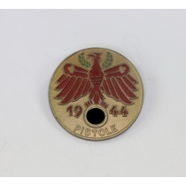 Tiroler Standschützen Abzeichen, Pistole 1944 in Gold, Hst. O.Poellath Schrobenhausen