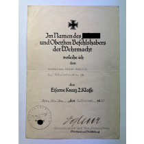 Urkunde Eisernes Kreuz 2. Klasse 1939, Gebirgs Nachrichten Abteilung 94