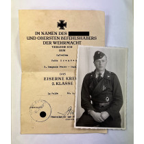 Urkunde Eisernes Kreuz 2. Klasse 1939, Panzerregiment 2, mit Trägerfoto