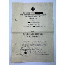 Urkunde Eisernes Kreuz 2. Klasse 1939, SS reiter Regiment 3