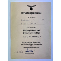 Urkunde Flugzeugführer und Flugzeugbeobachter (Doppelabzeichen)