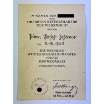Urkunde Ostmedaille, Gebiergs Pionier