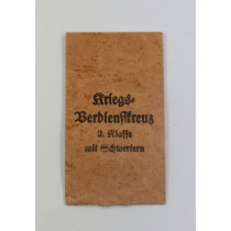 Verleihungstüte Kriegsverdienstkreuz 2. Klasse mit Schwertern, Gottl. Fr. Kek & Sohn, Pforzheim