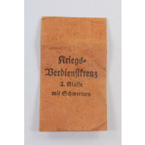 Verleihungstüte Kriegsverdienstkreuz 2. Klasse mit Schwertern, Klein & Quenzer A.G. Oberstein