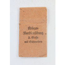Verleihungstüte Kriegsverdienstkreuz 2. Klasse mit Schwertern, Ordensfabrik Fritz Zimmermann Stuttgart