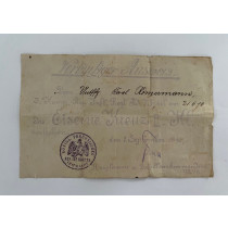 Vorläufiger Ausweis Eisernes Kreuz 2. Klasse 1914