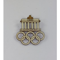 XI. Olympischen Spiele 1936 Berlin, offizielles Besucherabzeichen - Brandenburger Tor - Olympische Ringe