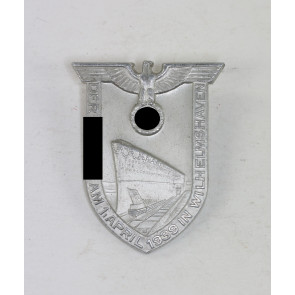 Abzeichen, Der Führer am 1. April 1939 in Wilhelmshaven, Hst. RZM M1/35 (Wächter & Lange, Mittweida)