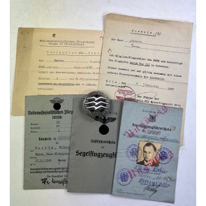 Großes NSFK-Segelfliegerabzeichen + Dokumente