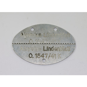 Kriegsmarine, Erkennungsmarke (Aluminium)