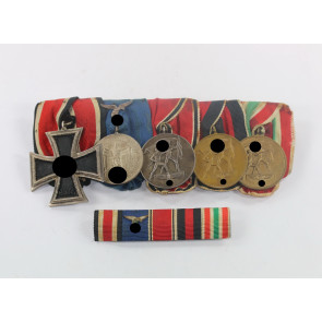 Ordenschnalle 5X mit Feldspange, (Leutnant Herbert Isachsen) Schinkel-B, Memelland Medaille