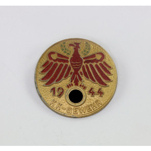 Tiroler Standschützen Abzeichen, KK-Gewehr 1944 in Gold, Hst. O.Poellath Schrobenhausen