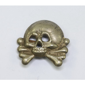 Wehrmacht Heer, Totenkopf Auflage für einen Kragenspiegel der Panzertruppe (Buntmetall)