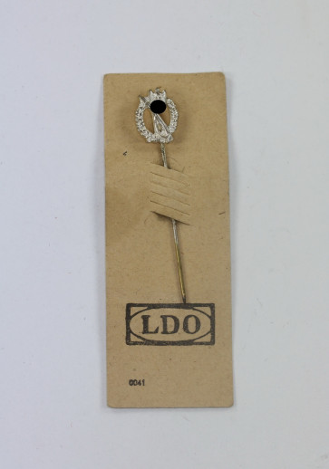 16 MM Miniatur Infanterie Sturmabzeichen in Silber, Hst. HW (!) , auf LDO Steckkarte - Militaria-Berlin