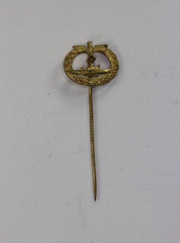 16 MM Miniatur U-Bootskriegsabzeichen, Buntmetall, entnazifiziert - Militaria-Berlin