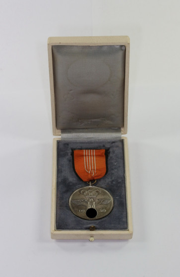  Deutsche Olympia Erinnerungsmedaille 1936, im Etui - Für verdienstvolle Mitarbeit bei den Olympischen Spielen 1936 - Militaria-Berlin