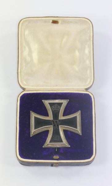  Eisernes Kreuz 1. Klasse 1914, Hst. G (Godet & Co., Berlin), im frühen Etui - Militaria-Berlin