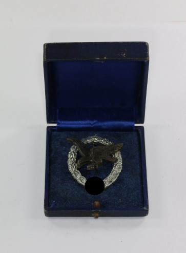  Fliegerschützenabzeichen der Luftwaffe, Hst. B&NL, im Etui Bordmechanikerabz. - Militaria-Berlin