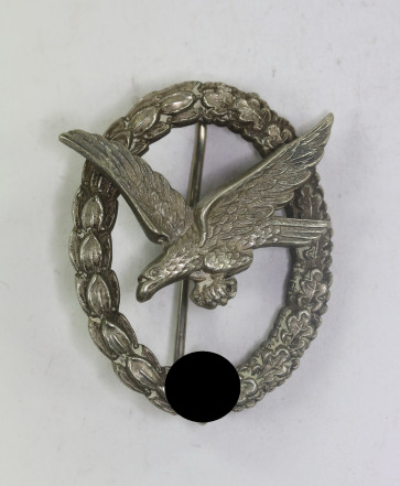  Fliegerschützenabzeichen der Luftwaffe ohne Blitzbündel, Hst. Jimme & Sohn Berlin, Neusilber (!) - Militaria-Berlin
