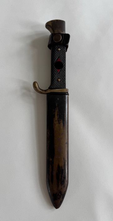  Hitlerjugend (HJ), Fahrtenmesser, Hst. RZM M7/71 und  Hermann Hahn Solingen-Wald (Doppelhersteller), mit Devise Blut und Ehre - Militaria-Berlin
