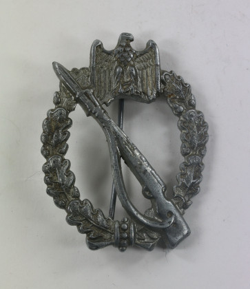  Infanterie Sturmabzeichen in Silber, Hst. Ernst L. Müller Pforzheim, Kriegsgefangenschaft (!) - Militaria-Berlin