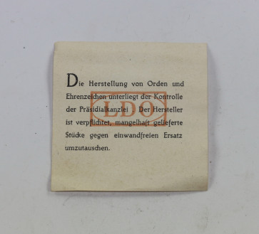  LDO Garantie Zettel - Militaria-Berlin