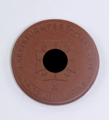  Manufaktur Meißen, Plakette "Kreisturnfest Meissen 14. 15. Juli 1934" - Militaria-Berlin
