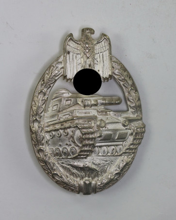  Panzerkampfabzeichen in Silber, C.E. Juncker, Neusilber, Porsche Variante Typ 1.1.2a (!) - Militaria-Berlin