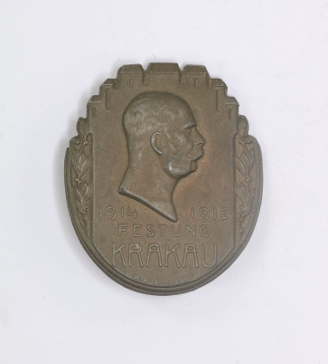 Österreich (K.u.K.) Kappenabzeichen Festung Krakau 1914 1915 - K. Korschann - Militaria-Berlin